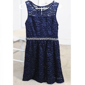 As U Wish - Navy Lace Dress - S